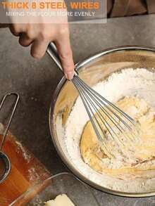 1pc/3pcs (Small + Medium + Large) Stainless Steel Egg Beater, Mini Kitchen Tool For Whipping Eggs And Cream, Also Suitable For Cake Baking - Bạc - Xem 3