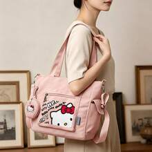 Miniso Sanrio Hello Kitty Graffiti Print Pink Casual Multi-Functional Large Capacity Tote Bag 2 Pieces Set With Detachable Coin Purse, Multi-Way Carry, Ideal For Work, Travel, Shopping And Everyday Use - Pink - View 3