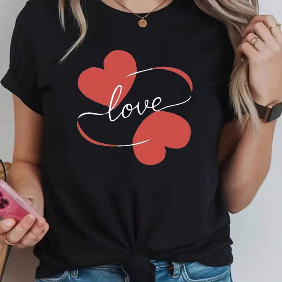 Printed T-Shirt For Men And Women - Black - View 1