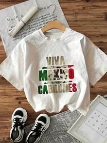 Women's T-Shirt With Eagle And Mexican Flag Print, Casual And Modern Style. Ideal For A Unique And Proud Look! - 白色的 - 查看 6