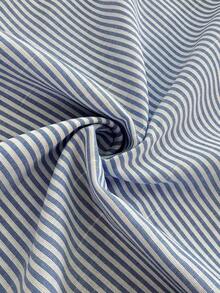 Camisa de mujer elegante y casual con mangas abombadas y volantes de unicolor - Azul - Ver 7