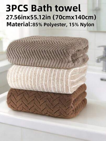 3pcs Towel Set - Face Towel Size 26.56x55.12 Inches/70x140cm, Hand Towel Size 13.78x29.53 Inches/35x75cm - Soft Coral Fleece Material, Highly Absorbent & Quick Dry - No Shedding Or Fading, Easy To Dry - With Hanging Loop For Convenient Drying - Suitable For Home, Bathroom, Kitchen, Bedroom, Swimming Pool, Sauna, Gym, Living Room, Hotel, Travel, Christmas Gift And Daily Use. Essential Towels For Beauty Salon, Hotel, Sports, Home.