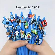 Bộ 5/10 bút bi hình cún con màu xanh dương, bút bi gel phối ngẫu nhiên, ruột bút màu đen, viết trơn tru, lý tưởng để trang trí văn phòng trong các dịp lễ, hoàn hảo cho mọi loại ngày lễ. - Bộ - Xem 8