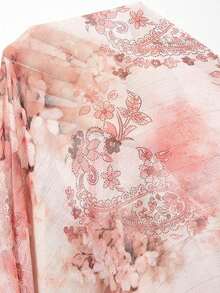Chikora Camisa de manga larga con estampado floral y abotonadura sencilla para mujer de talla grande - Multicolor 3 - Ver 7