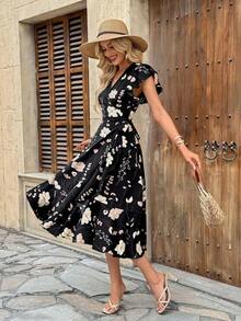 Women Midi Dresses - Black - View 4