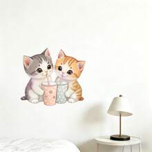 1pc 40cm*35cm Cute Cat Wall Decal, Removable & Residue-Free Wall Sticker For Bedroom, Kitchen, Home Decor - 1PC - View 4