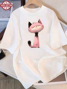 Fashionable Summer T-Shirt For Women, Sheer, Loose-Fitting, Round Neck, Versatile, Comfortable And Casual, Youthful And Energetic, Short Sleeve For Everyday Wear - 白色 - 查看 11