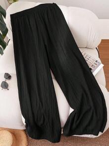 Plus Size Women's Spring/Summer Business Casual Pants, Suitable For Occasions Such As Valentine's Day, Fashionable Work Trips, With Pockets. Beach Vacations, Suitable For College Students, Valentine's Day, Cruise Trips, Etc. Loose/Wide Leg Summer Pants, Plus Size Women's Casual Pants. - 煙灰色 - 查看 2
