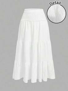 MOD Minimalist A-Line Skirt With Pleats And Drawstring In A Solid Color, For Casual Everyday Wear - Multicolor 2 - View 1