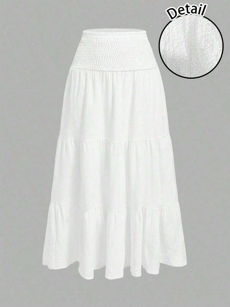 MOD Minimalist A-Line Skirt With Pleats And Drawstring In A Solid Color, For Casual Everyday Wear - Multicolor 2 - View 1