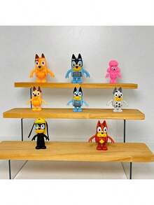 8 pezzi Bluey Bingo Figures Famiglia Kawaii Articolazioni mobili Figurine Giocattolo Cartone Animato Modello PVC Decorazione, Accessori per interni auto e ornamenti per auto, Accessori per interni auto, Ornamenti per auto, Forniture per feste e festa, Regali per feste, Molto adatto per festival, fan e regali, Perfetti regali per feste e vacanze (stile casuale) - A - Visualizzare 6