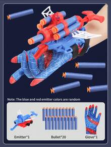Spider Launcher Toy Set - Spider Web Suction Cup Soft Bullets, Spider Gloves, Superhero Roleplay Props, Worn On Arm For Kids, Family Interactive Game, Boys Girls Holiday Party Gift (Random Accessory Color) - Multicolor - View 9