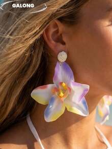 Pendientes florales grandes, pendientes hechos a mano con pétalos y estambres 3D, amarillo, perfectos para el verano, viajes, combinando con vestidos de playa - Multicolor - Ver 7