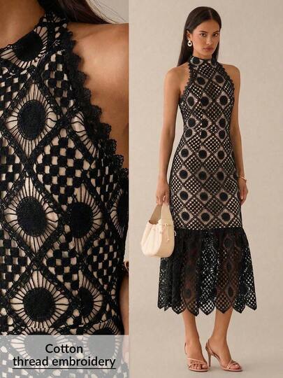 Vestido elegante sin mangas con cintura ceñida para mujer