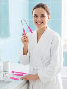 Bộ 4 dụng cụ cạo lưỡi, thép không gỉ 304+420, dụng cụ làm sạch lưỡi hai loại, khử mùi hôi miệng, bộ dụng cụ chăm sóc răng miệng chuyên nghiệp, dụng cụ làm thơm miệng và vệ sinh răng miệng, thích hợp sử dụng hàng ngày và khi đi du lịch. - Màu Hồng Tươi - Xem 4