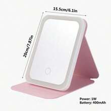 3pcs LED Makeup Mirror, Front Lighting Vanity Mirror With Storage Base, Rechargeable Touch Control Makeup Mirror With Battery, Portable Foldable Illuminated Cosmetic Mirror, Suitable For Student Dorm Daily Use - Multicolor - View 5