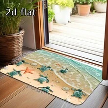 1PC/2PCS/3PCS Kitchen Floor Mats, Beach Sea Turtle & Starfish Print, Non-Slip, Water Absorbent, Soft & Comfortable, Easy To Clean, Ideal For Kitchen Decoration - Multicolor - View 16