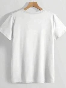 1 pieza Camiseta Gráfica "What's The Best That Could Happen" - Transpirable, Cómoda y Elegante, 100% Algodón, Camiseta con Diseño Divertido, 180g Algodón 100% - Blanco - Ver 2