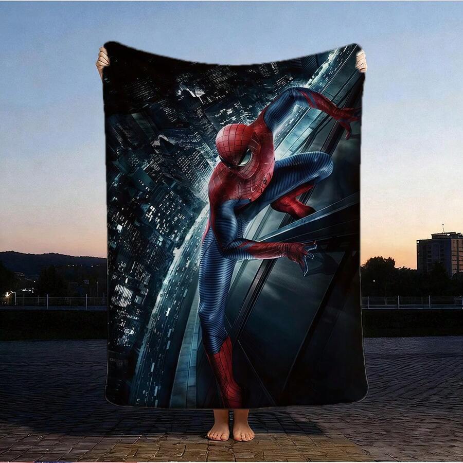 1pc S-Pider-Man Print Blanket,Retro Cartoon Style Throw Blanket,Cartoon Character Printed Blanket,All-Season Universal Nap Blanket,Character Home Decor Blanket,Modern Fashion Gift Suitable For Home Bedroom Bed Sofa Office Lunch Break Cover Picnic Blanket - Nhiều màu - Xem 1
