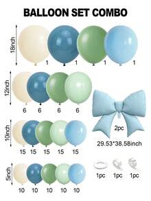 Blue Love Bow Balloon Arched Set,Multiple Sets, 18/12/10/5 Inches Blue Sand White Sea Blue Mist Blue Maca Blue Maca Green Retro Green Light Blue Balloon Arched Wreath, Suitable For Baby Shower Bridal Gift Party Jungle Wedding Birthday Theme Gender Reveal Anniversary Party Decoration - Blue - View 12