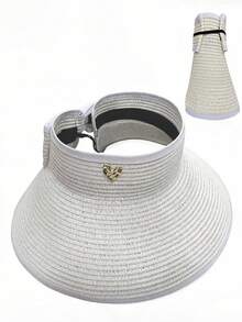 Mũ rơm gấp gọn, mũ rộng vành che nắng với nơ trang trí dễ thương, mũ polyester đa năng phong cách bohemian thanh lịch dành cho hoạt động ngoài trời, đi biển, mùa xuân/hè, kỳ nghỉ, du lịch. - Mũ rơm - Xem 25