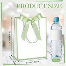 10 Pcs /1pcWedding Paper Gift Bags With Handle 9x7x3.15'' Thank You Gifts Bags With Ribbon Bow Bridal Shower Gifts For Baby Shower Graduation Holiday Birthday Party Supplies (White,Sage Green) - White, Sage Green - View 10