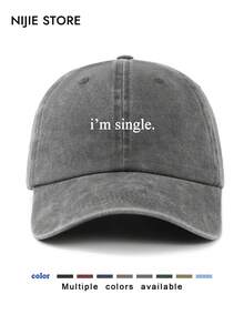 1pc Women's Minimalist Vintage Washed Baseball Cap With "I'm Single" Pattern, Adjustable Retro Dad Hat, Lightweight And Comfortable, Suitable For Outdoor Activities And Daily Wear,Beach,Travel - God's Plan Over Mine - View 9