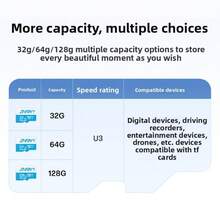 HP 耐用高速 32GB 64GB 128GB Micro SD 卡，防水，Class 10 U3，完美适用于 4K 高清拍摄，兼容性强 - 查看 4