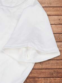 Women's Comfortable Short-Sleeved T-Shirt, Holiday Gift, Back-To-School T-Shirt - Comfortable And Relaxed, Crew Neck, Butterfly Print T-Shirt, Stylish Casual Top With Local Delivery, Pure Cotton Top For Summer And Outdoor Activities. W3BE - 白色 - 查看 5