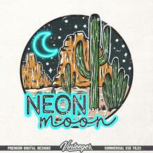 Neon Moon | Sublimation Design | Instant Download | Southern Sublimation PNG | Country Style Shirt Design | Retro Sublimation PNG | Desert PNG - 白色 - 查看 3