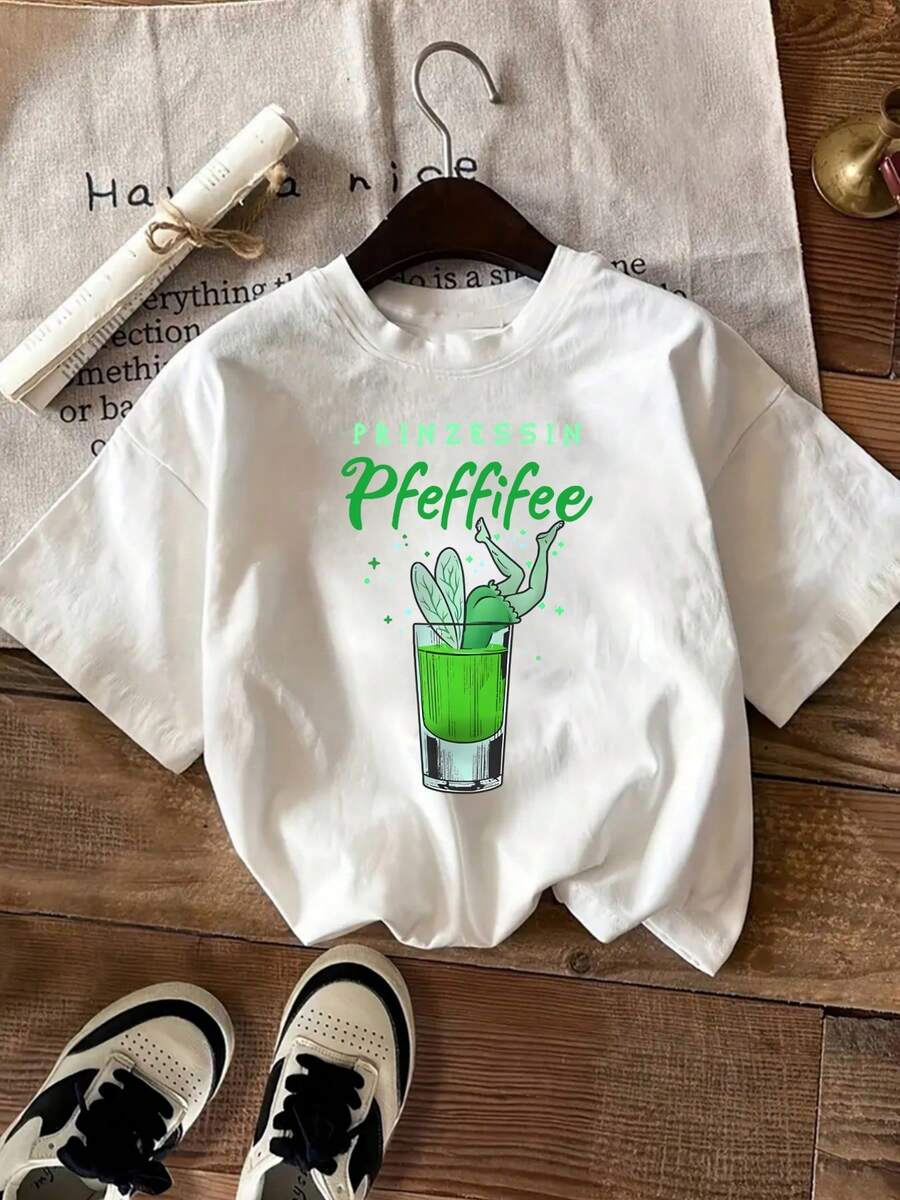 Fashionable Short-Sleeved Cocktail T-Shirt, Casual Round Neck T-Shirt For Women - White - View 1