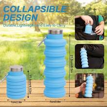 1 Portable Folding Cup, Foldable Silicone Water Cup, Reusable 16 Ounces, Lightweight Leak-Proof Portable Travel Water Bottle, Suitable For Travel, Camping, Hiking, Sports, And Outdoor Activities.Father's Day Gift - 軍綠色 - 查看 8