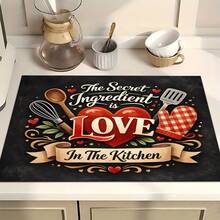 1pc Kitchen Pattern Printed Absorbent Dish Drying Mat, Espresso Machine Countertop Absorbent Mat, Sink Drain Mat, Soft Faucet Absorbent Mat, Sink Cup Mat, Kitchen & Bathroom Accessories - Multicolor - View 2