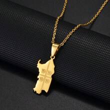 意大利撒丁岛地图旗帜吊坠项链，女士/女孩不锈钢饰品 - 彩色 - 查看 5