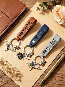Personalized Leather Graduation Keychain, Custom Name & Class Of 2026 Graduation Charms Engraved Keyring, Multi-Color Durable Leather Strap,Car Keyring,Everyday Backpack, Bag Charm, Lanyard, Key Holder,Thoughtful Graduation Keepsake For Graduates, Friends And Family,Perfect Gift For Students, Parents And Teachers - Multicolor - View 5