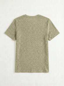GRDR Men's Casual Minimalist Knit Short Sleeve Top, Summer - Khaki - View 9