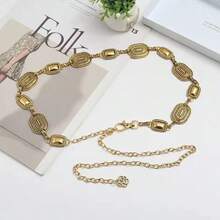 Middle Eastern Durable Silver & Gold Hollow Boho Style Waist Chain, Adjustable Metallic Waist Belt For Women, Fashionable Party Wear - Butterfly - View 10
