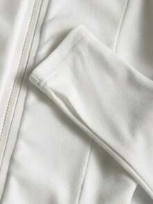 Chaqueta ligera con estampado de polo para mujer, abrigo casual de calle deportivo con cremallera, ajuste delgado de manga larga, otoño - Blanco 2 - Ver 6