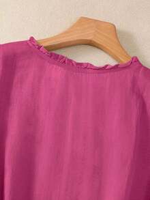 Blusa ligera y holgada de viscosa con bordado retro para mujer, para primavera y verano, casual, estilo campestre, tops de verano - Rosa Fucsia - Ver 5