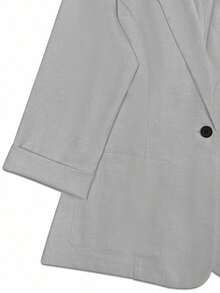 Blazer ligero de verano con cuello de contraste, uso casual/laboral, de 3/4 de manga para mujer - Gris Claro - Ver 6