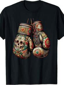 Mexican Wrestler T-Shirt For Men And Women, Korean/Japanese Anime Style, Korean And Mexican Folk Art, Unisex, Adult, Casual, For Fitness Training, Short Sleeve, Round Neck, Comfortable Fit, Suitable For Festivals, Hiking And Running. - 黑色 - 查看 6
