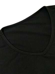 Women's Short-Sleeved Crew Neck T-Shirt With Skull Print, Made Of 100% Pure Cotton Fabric, Soft And With A Flowing Drape, Suitable For Daily Wear, Office, School, Vacation, Camping, Versatile Style, Making Your Summer More Vibrant And Colorful. - 黑色 - 查看 3