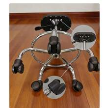 F6 Black PU Leather Adjustable Height Rolling Footrest, Stainless Steel Frame Design, Portable Foot Stool For Nail Salon, Spa, Home Foot Bath And More - Black - View 7