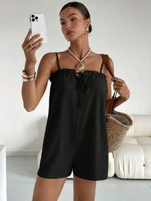 2026 Women Casual Solid Color Sleeveless Jumpsuit Summer Black - Negro - Ver 2