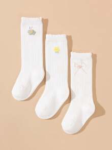 3 Pairs All-Season Baby White Bubble Leg Socks Cute Elegant Princess Socks - White - View 1