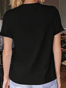 Zombie T-Shirt, Black Punk Style, A Must-Have Gift For Rock Fans, Short-Sleeved T-Shirt For Women, Ideal For Outdoor Travel, Spring And Summer Top. - 黑色 - 查看 2