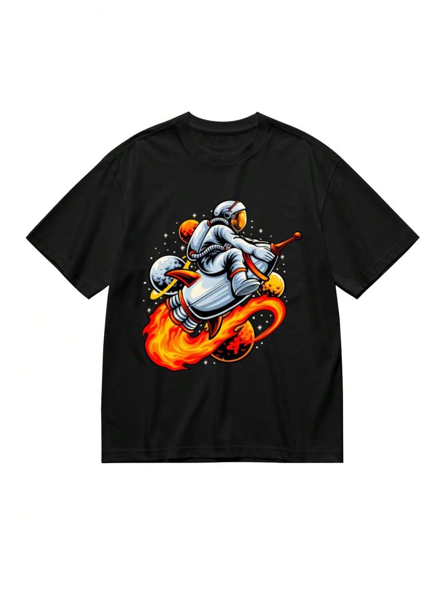 Camiseta Moderna para Mujer Plus Size con Estampado Gráfico - Negro - Ver 1