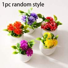 1/12 Dollhouse Miniature Potted Plant, Realistic Greenery & Flower Decor Model, Random 4/10pcs - Multicolor - View 10