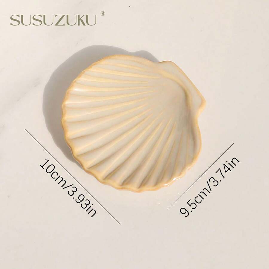 SIQIZHOU 1pc Ceramic Seashell Storage Tray, Children's Bedroom Decor Jewelry Tray, Cute Exquisite Jewelry Display Box, Home Decoration Ornament, Ring Tray, Photography Prop, Ins Style Jewelry Nail Display Dish, Bowknot Storage Tray - Nordic Style - View 1