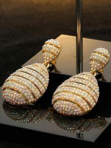 Pendientes de mujer de alta calidad con diamantes completos, elegantes y exquisitos, brillantes pendientes de diamantes de novia para accesorios de boda, baile, actuación, pasarela y uso diario, regalos de moda - pendientes - Ver 5